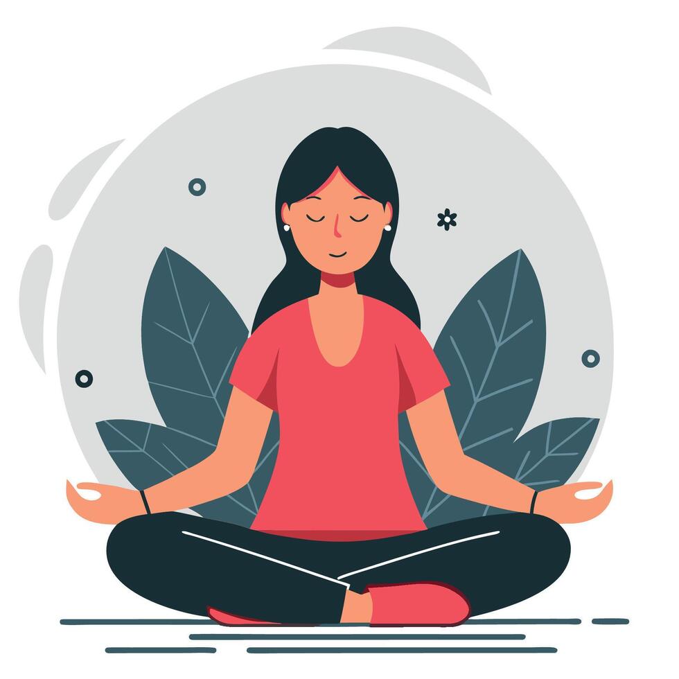 Serene Meditation Practice Illustrated with Symbolic Elements vector