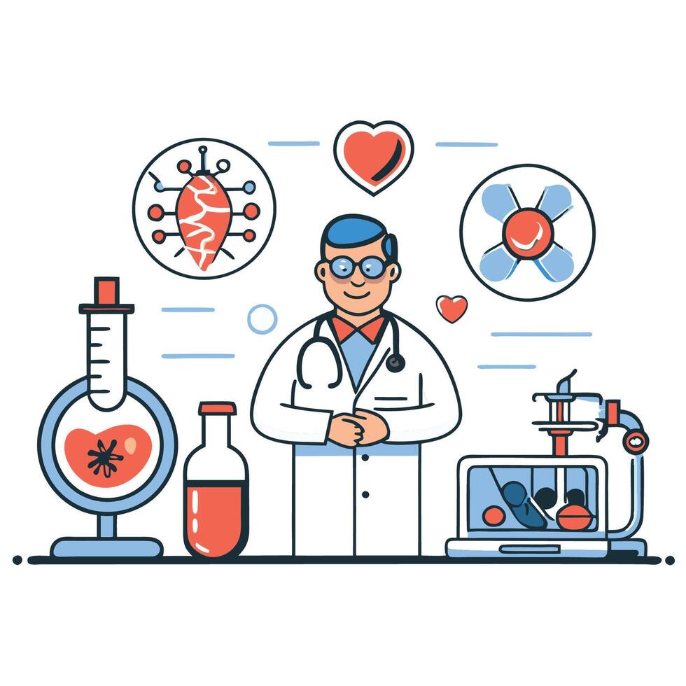 Medical Research Concept Healthcare Innovation and Health Science Advancement vector