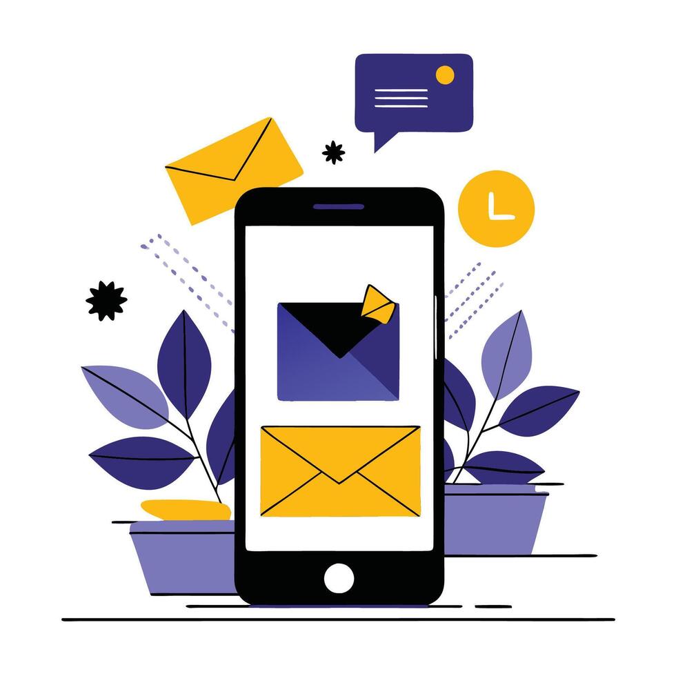 Conceptual Illustration of a Modern Mobile Inbox vector
