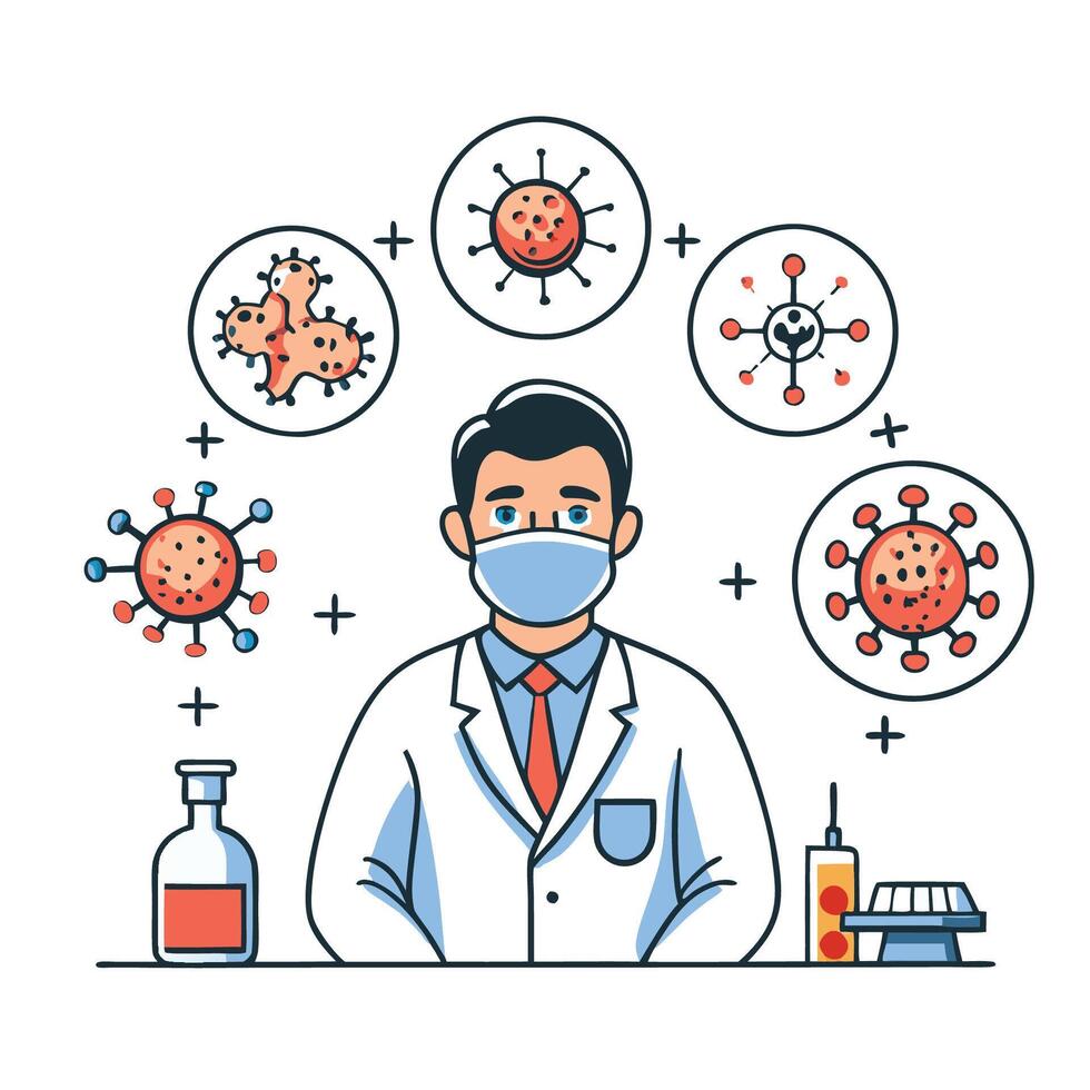 Illustrated Depiction of the Measles Concept Recognizable Symptoms and Transmission vector