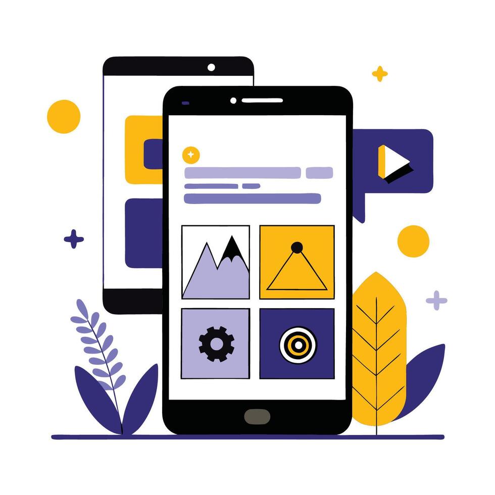 Modern Mobile Phone Interface and User Experience Concept Illustration vector