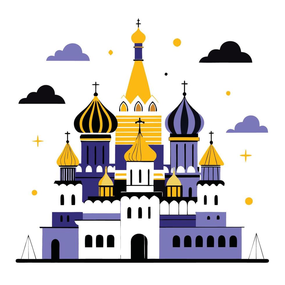 Vibrant Cityscape of Moscow Skyline with Modern Architecture and Iconic Spires vector
