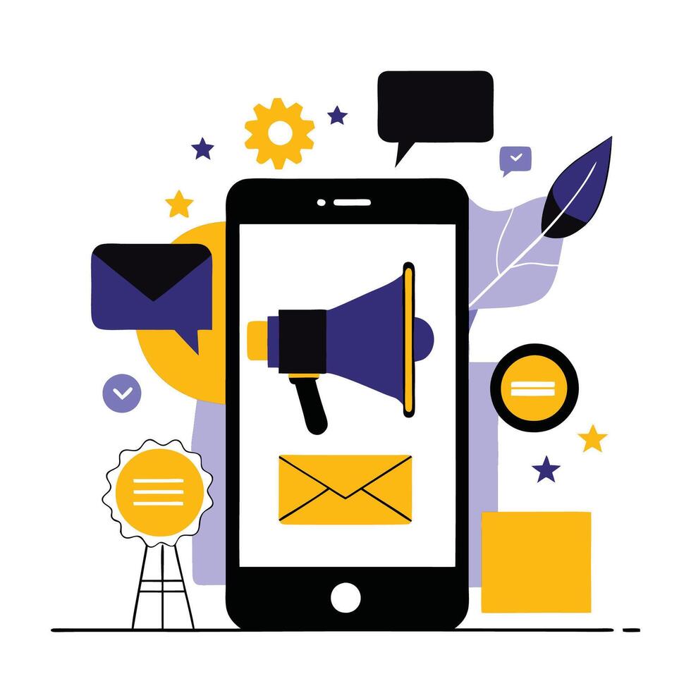 Engaging Mobile Marketing Concept for Effective Communication on the Go vector