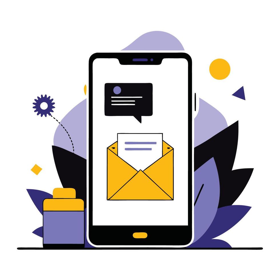 Modern Mobile Phone Inbox Concept Illustration for Messaging and Communication vector