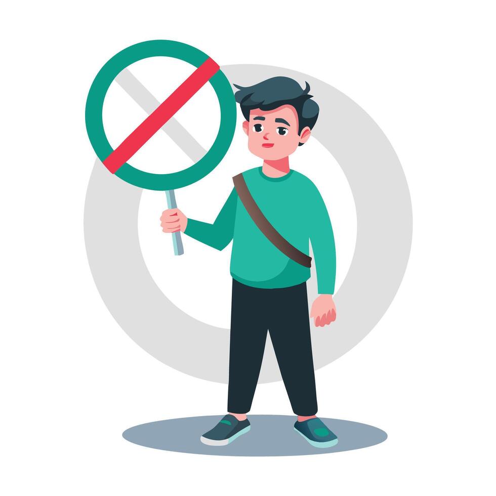 Prohibited Protest Illustrated Sign Depicting Censorship and Restriction of Expression vector