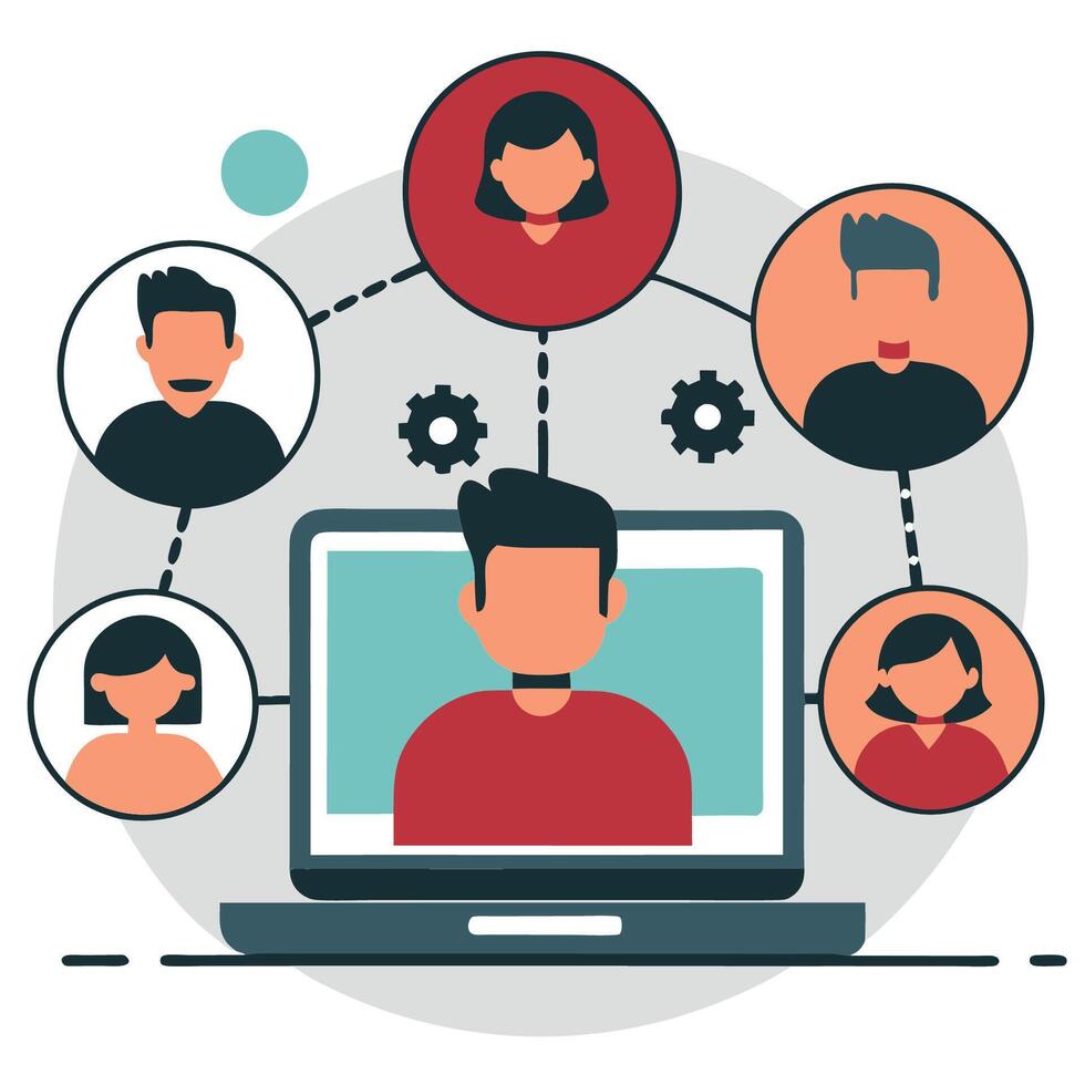 Seamless Internet Connection Concept Enhancing Virtual Collaboration and Communication vector