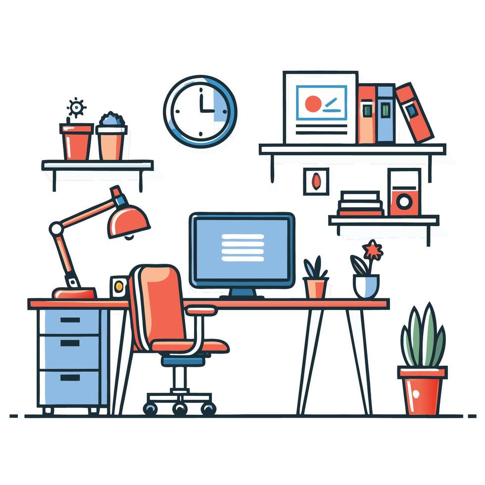 Creative Office Environment Modern Workspaces with Innovative Designs vector