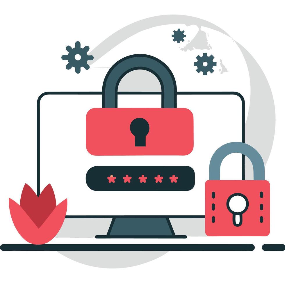 Illustrating Password Security Concept with Three Key Elements vector