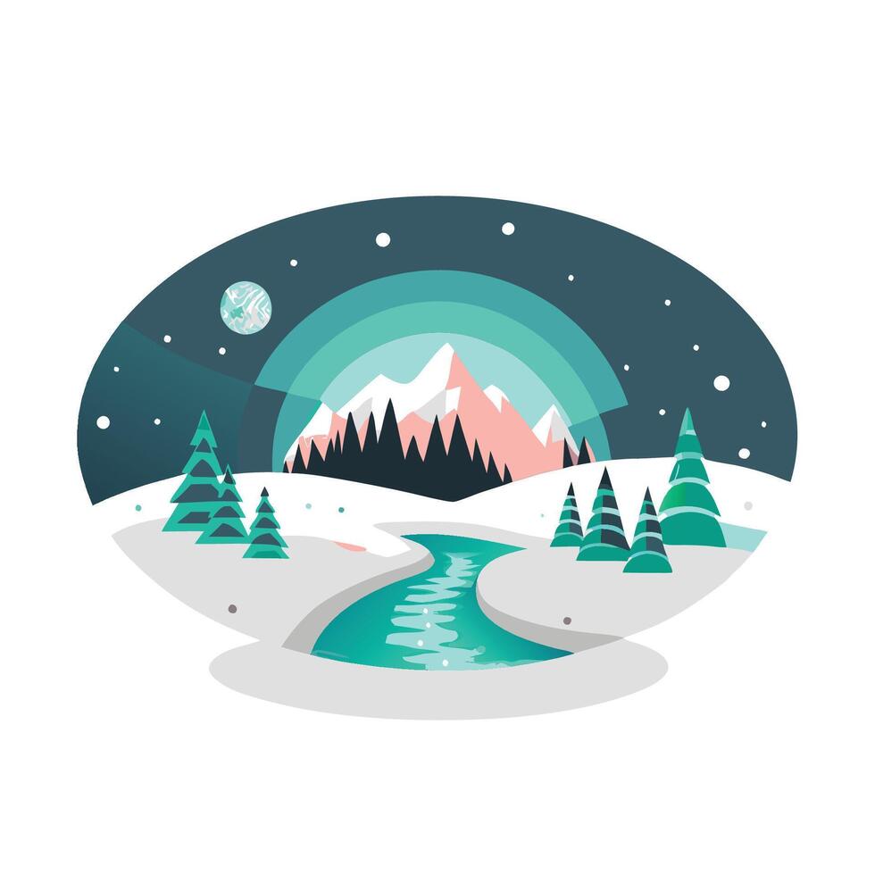 Concept Illustration of Breathtaking Northern Lights in the Arctic Sky vector