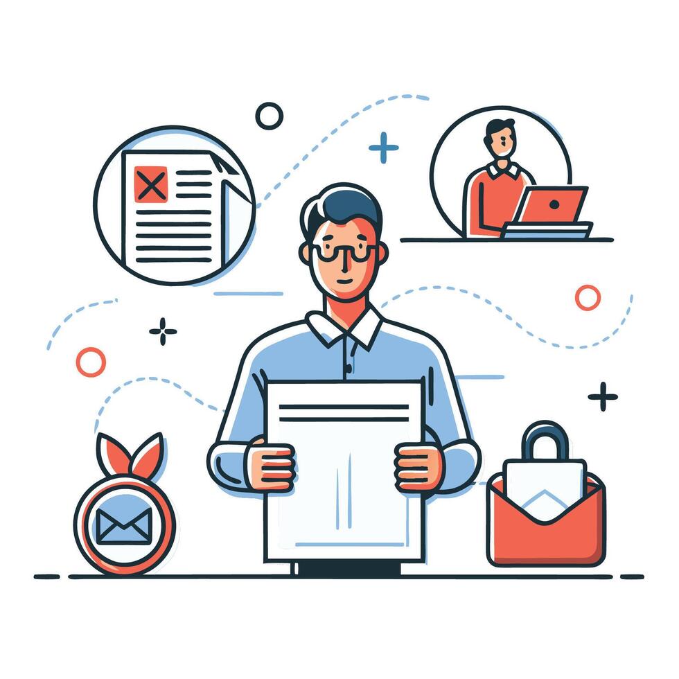 Modern Newsletter Design Concept for Digital Marketing with Vivid Illustrations vector