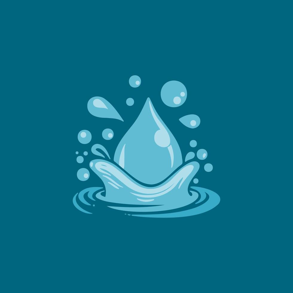 Cool blue water splash illustration with drops and ripples vector