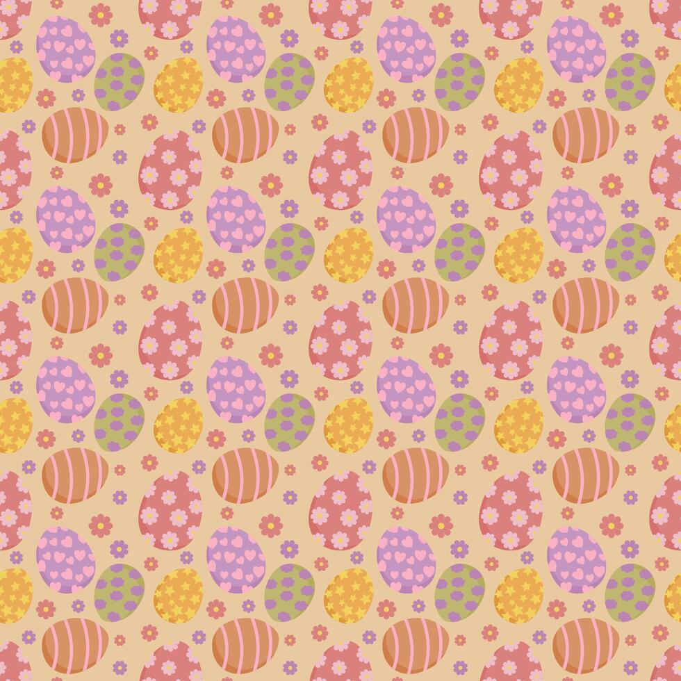 Seamless pattern with colorful Easter egg. vector