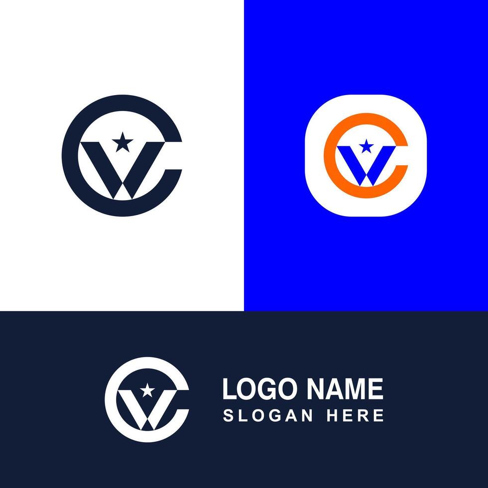 Logo template with CV letters. vector