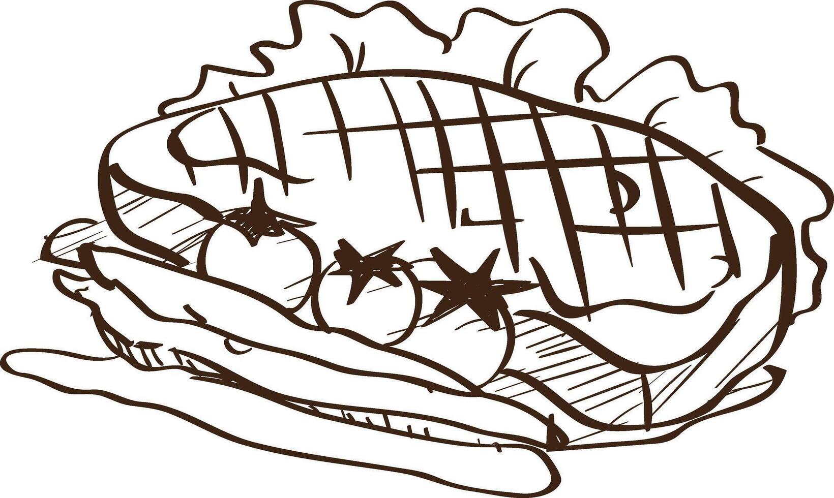 Delicious steak sketch illustration. suitable for restaurant menu cover vector