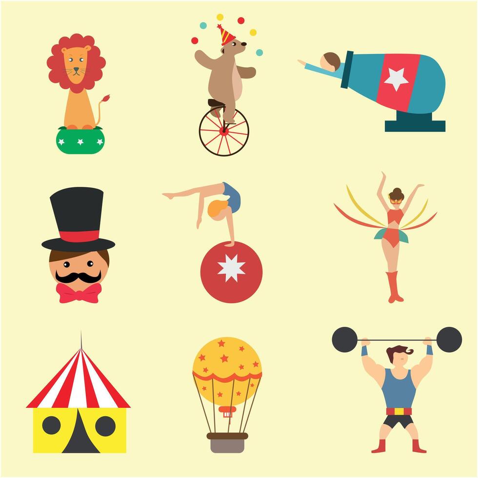 Carnaval elements illustration set with flat design style vector