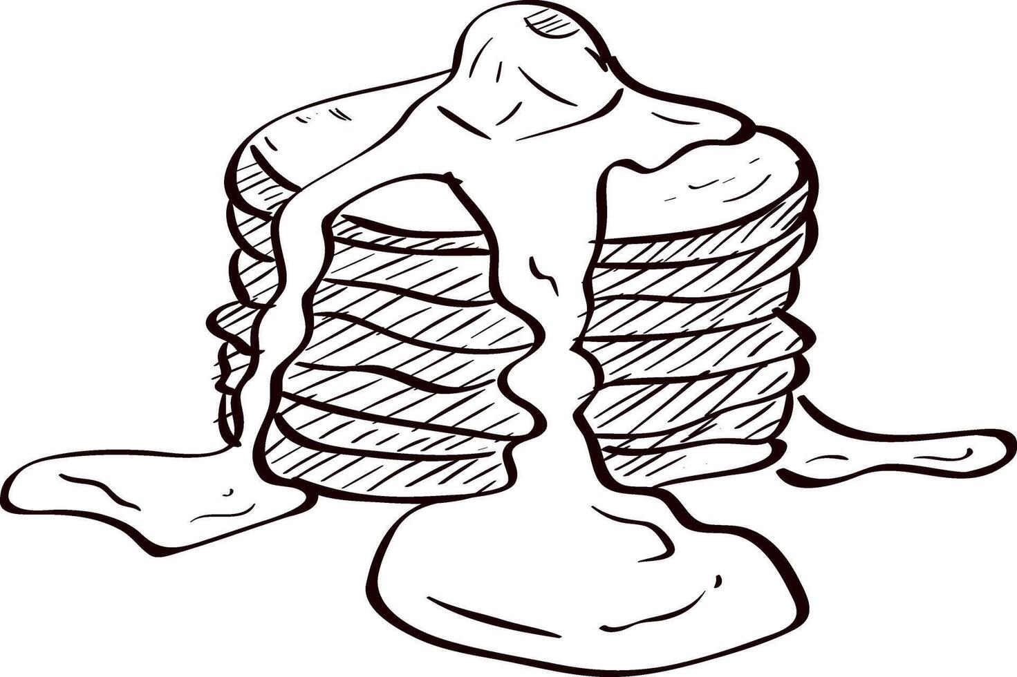 Illustration sketch of pancake cake with butter on top vector
