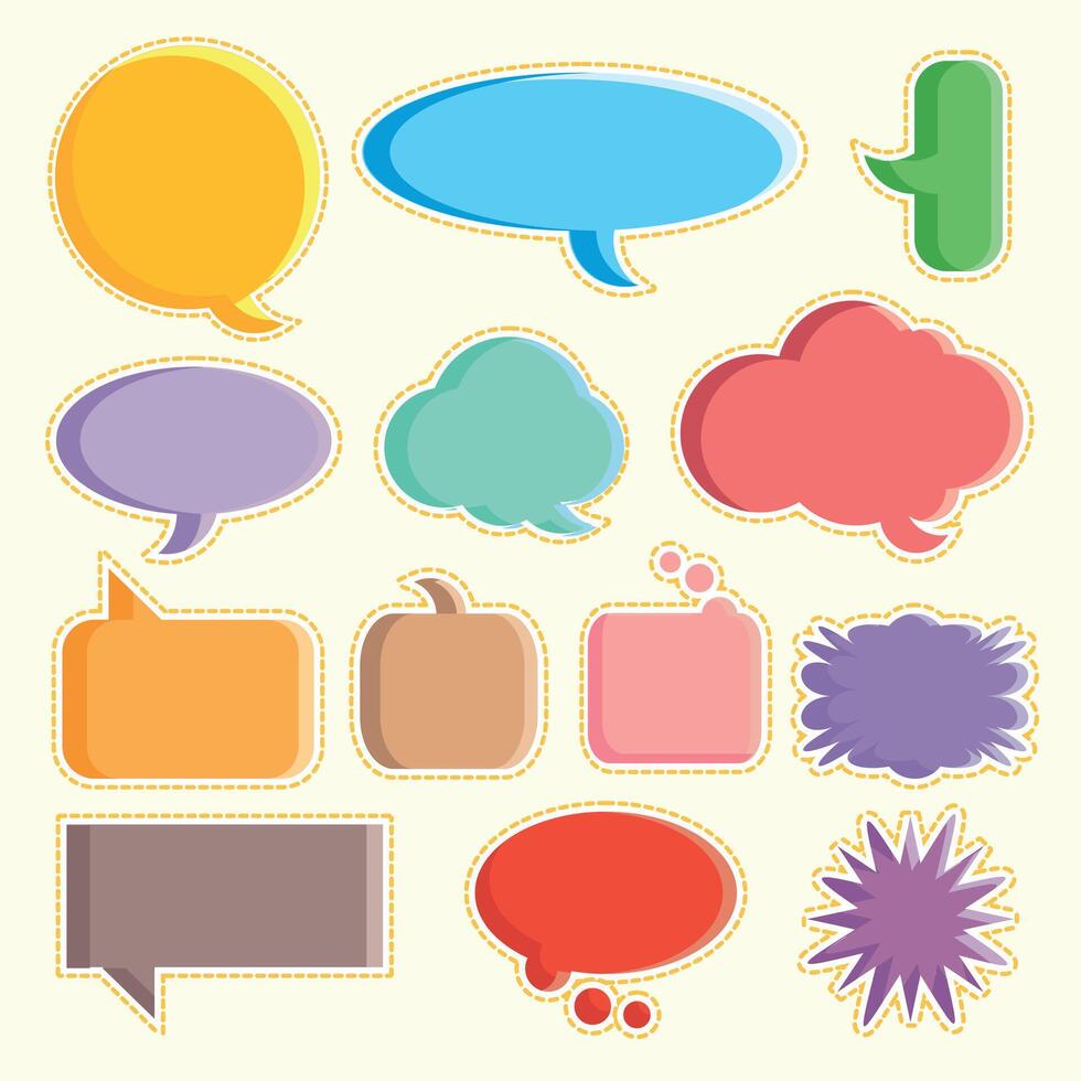 Bubble text collection flat design style vector