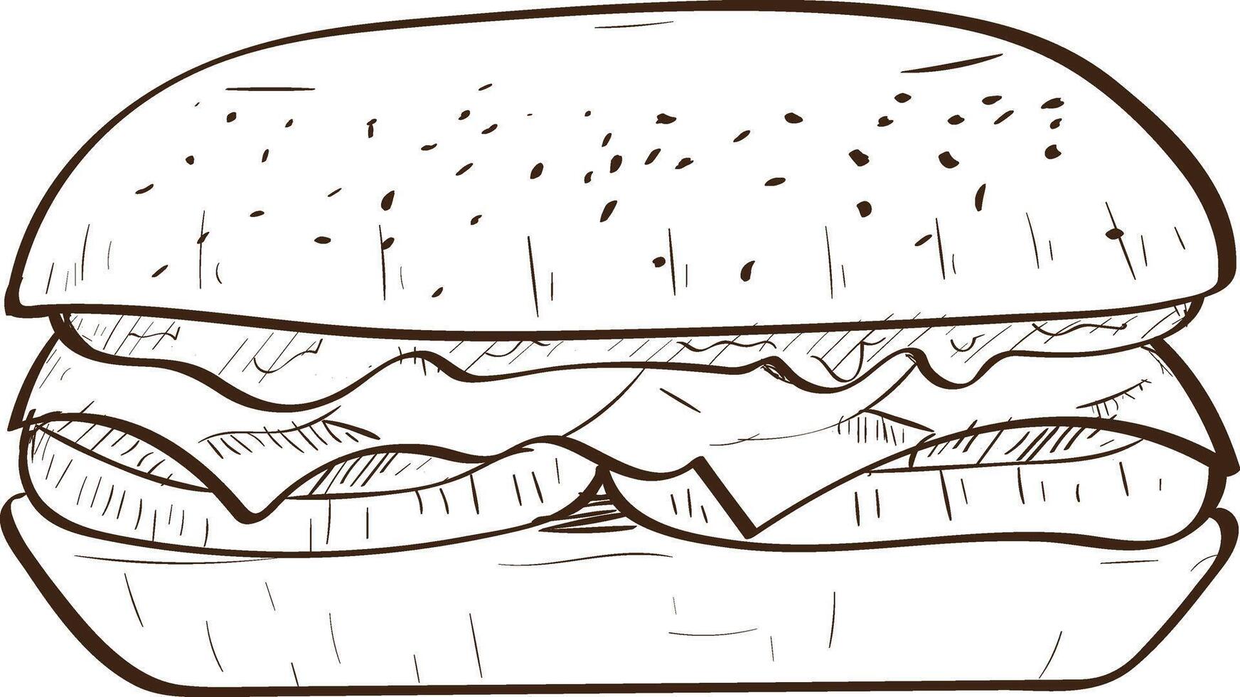 Simple sketch illustration of delicious burger vector