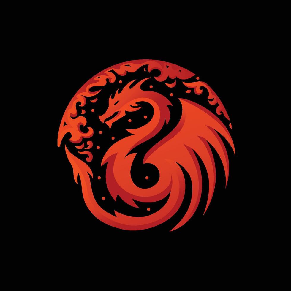 Red Dragon circle symbol template. vector
