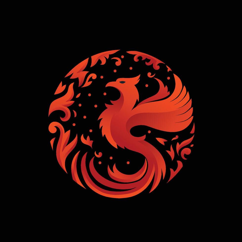 mythology of Phoenix bird circle style vector