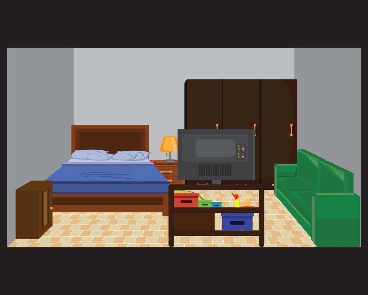 Bedroom Interior Design Cozy Room vector