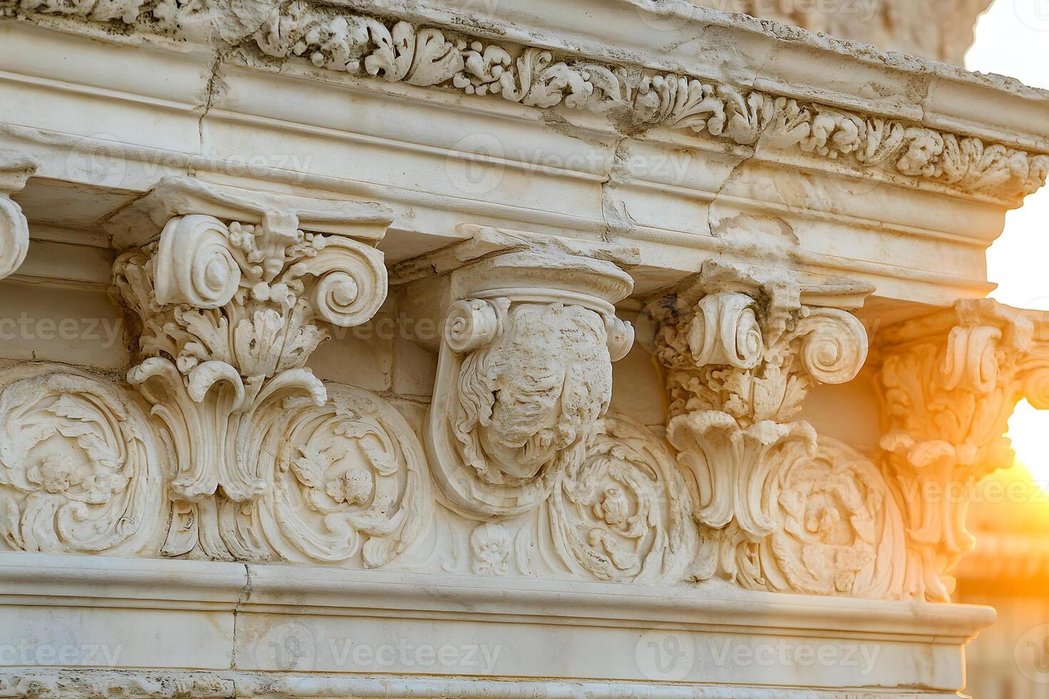 Intricate Architectural Detailing of an Ancient Building Fa,ade photo