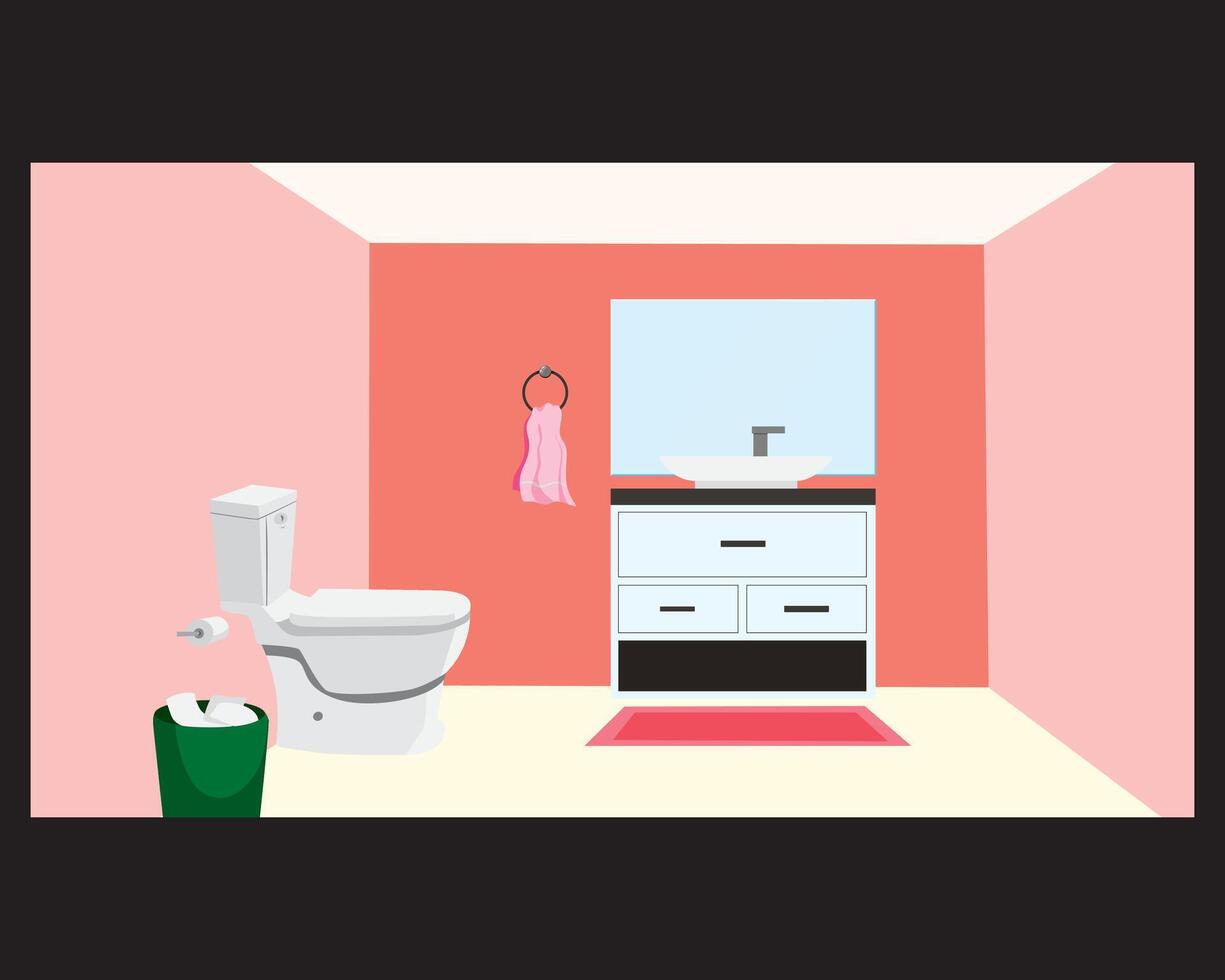 Bathroom Flat Home Interior Illustration vector