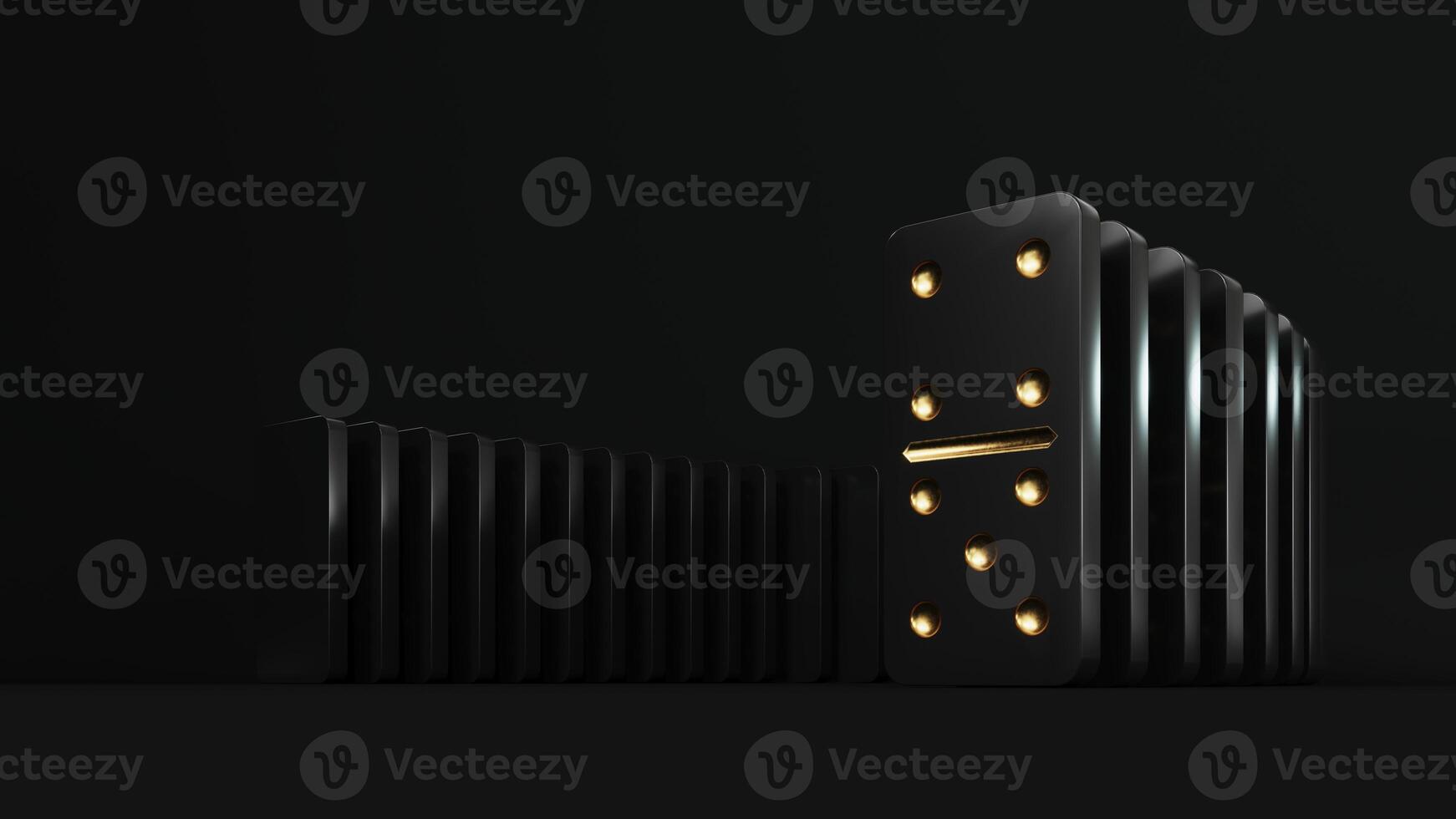 Domino game - 3d render. Tiles, blocks of dominoes with even dots on a black background. photo