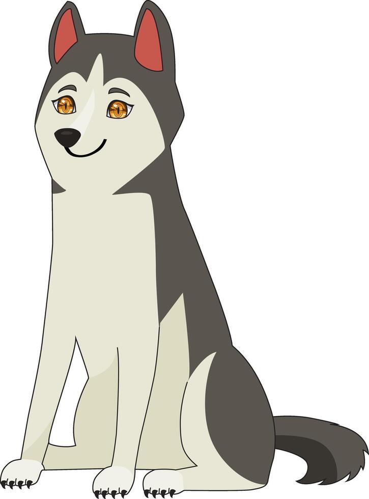 Cute Smiling Wolf Flat Design vector