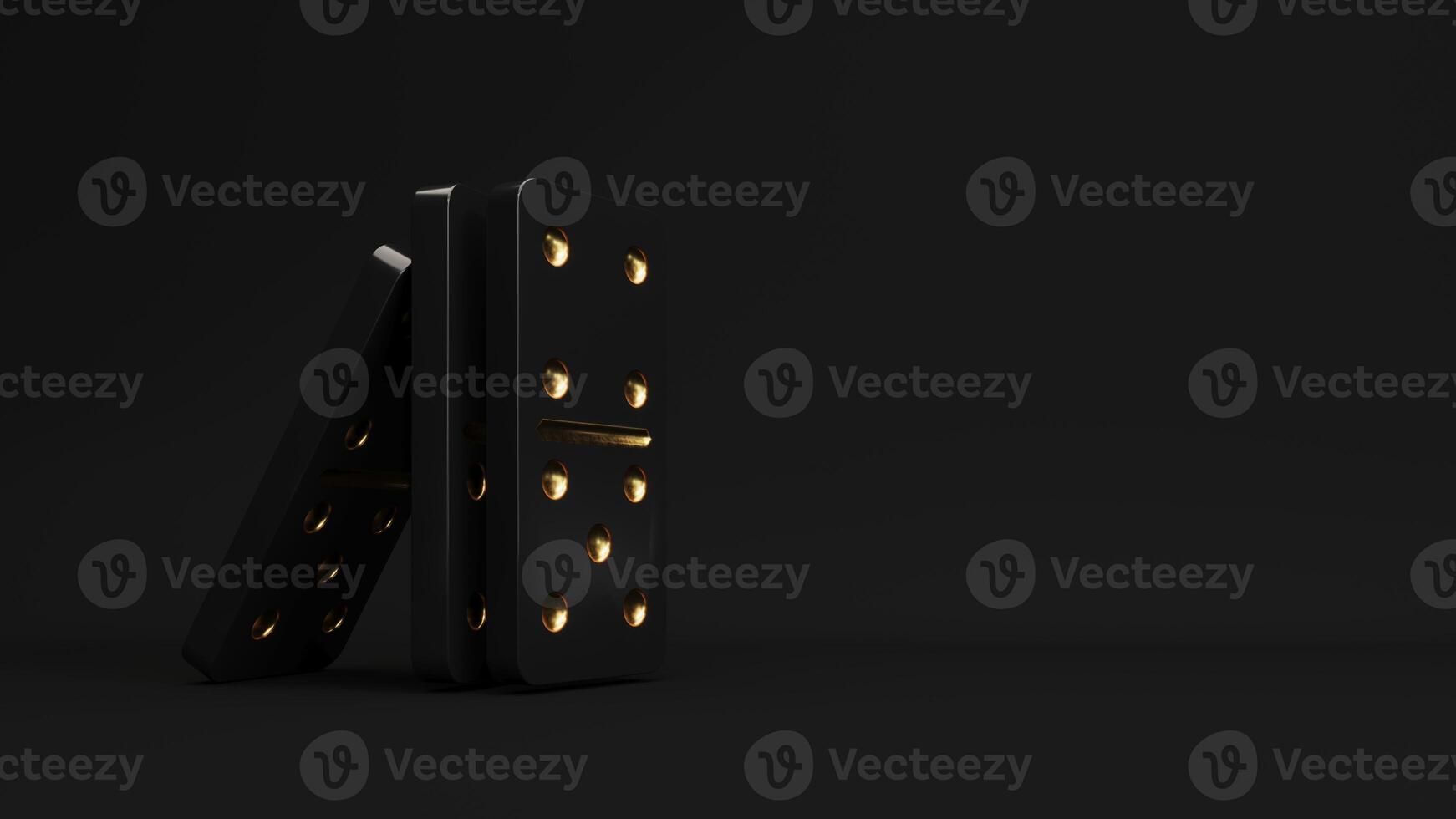Tiles, blocks of dominoes with even dots on a black background. Domino effect business concept, logo for companies, trainings. Board game of dice with a winner and a loser. photo
