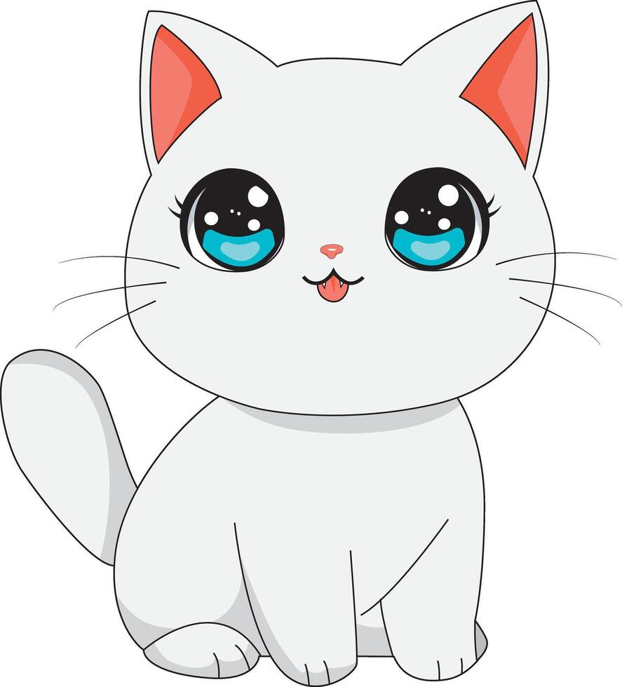 Cute Cat Cartoon With White Background vector