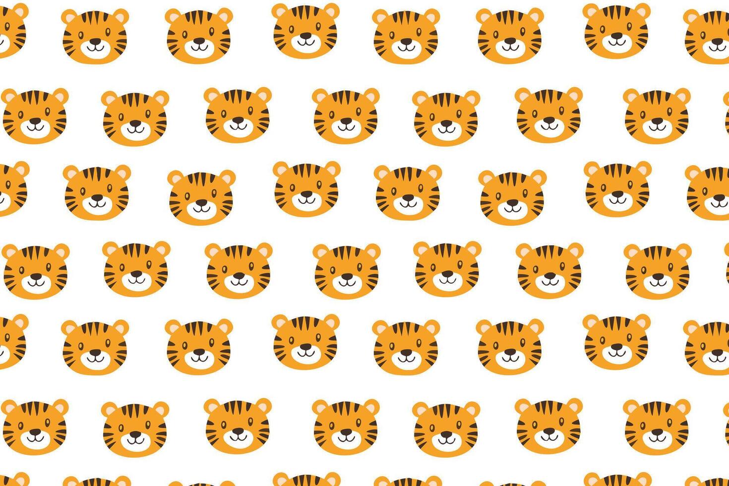 A pattern of tiger faces on a white background design vector
