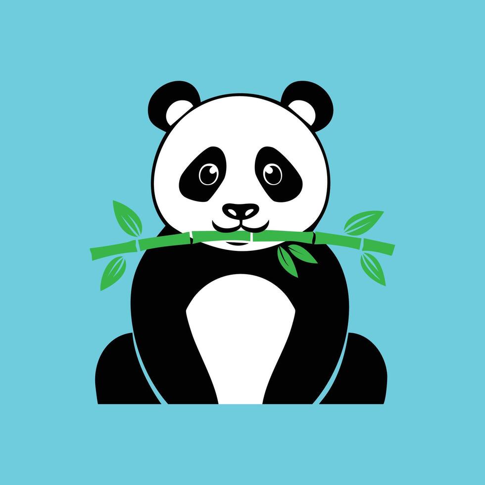 A panda bear holding a bamboo branch mascot vector