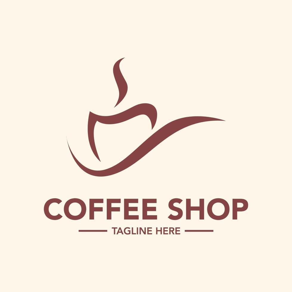 Coffee shop retro logo template illustration vector