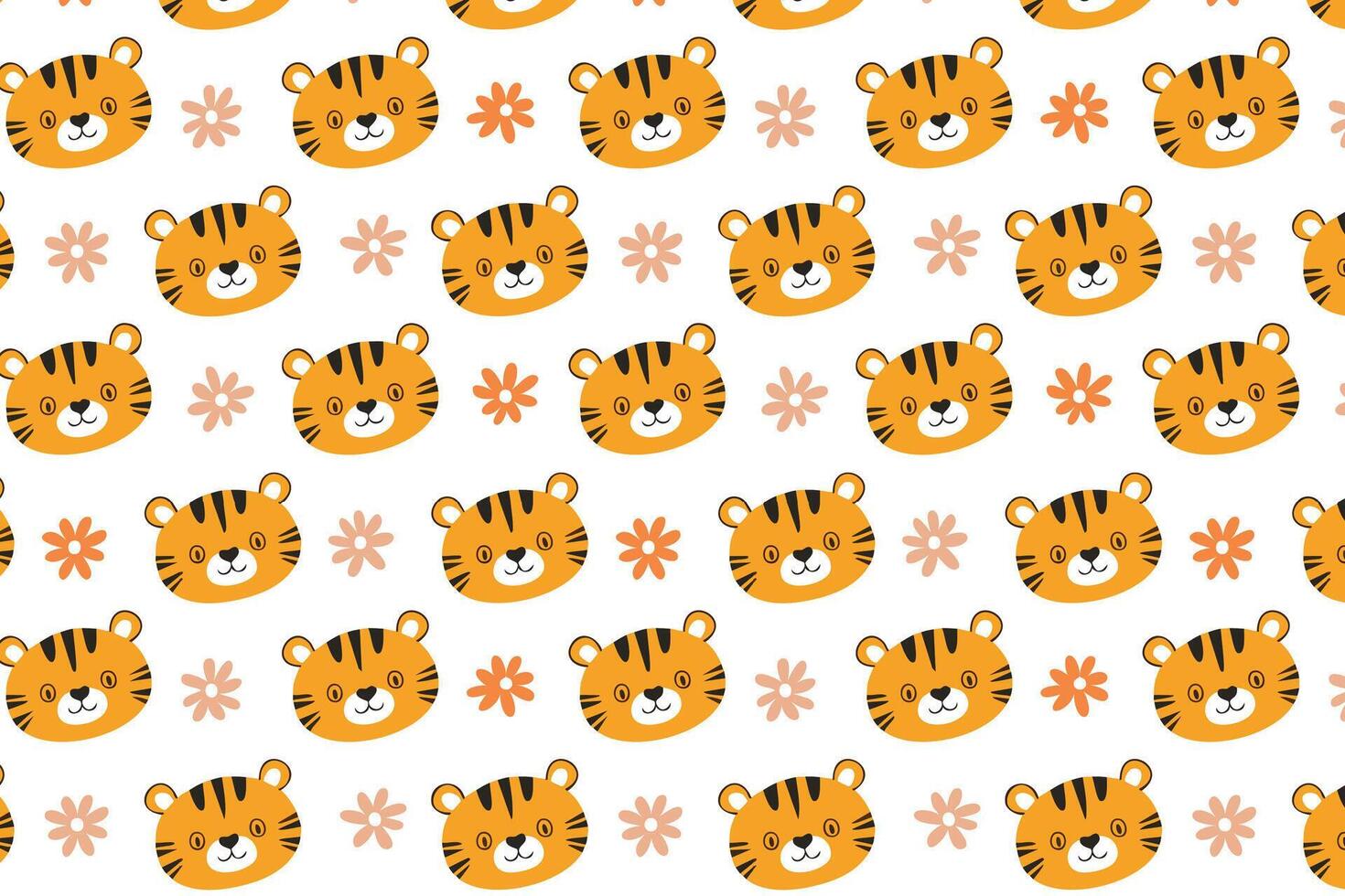 A pattern with a tiger face on it background design vector