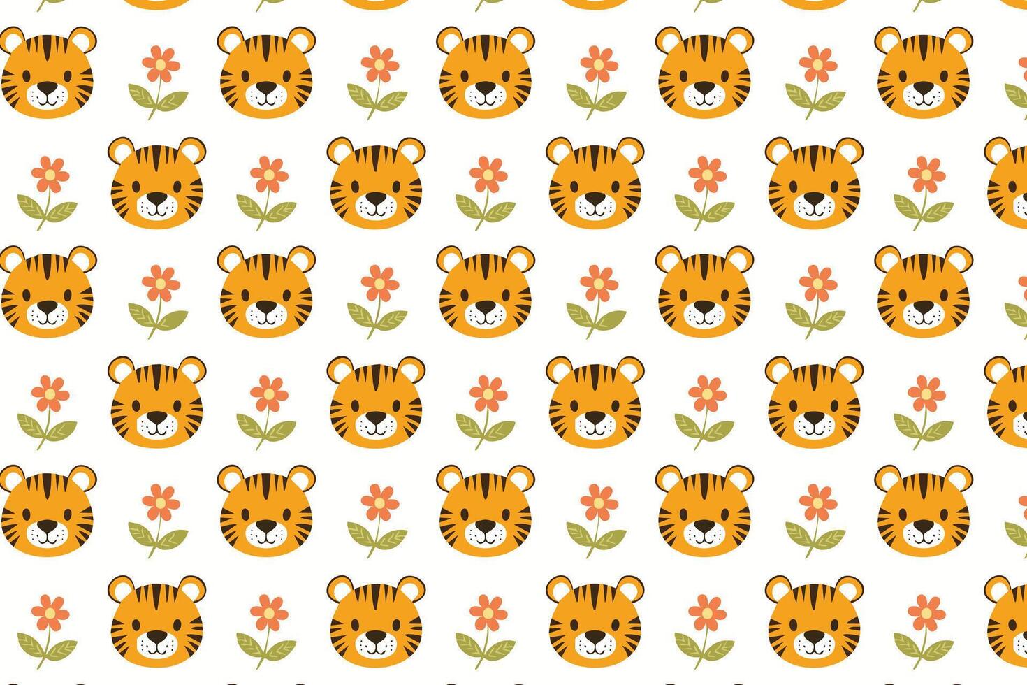 A pattern with tigers and flowers design vector