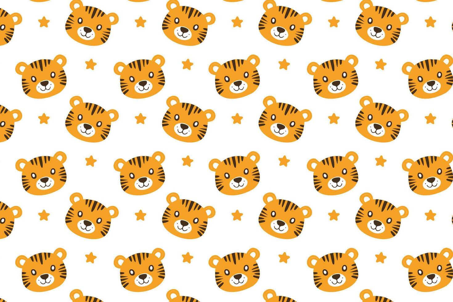 A cute pattern with orange and white tigers vector