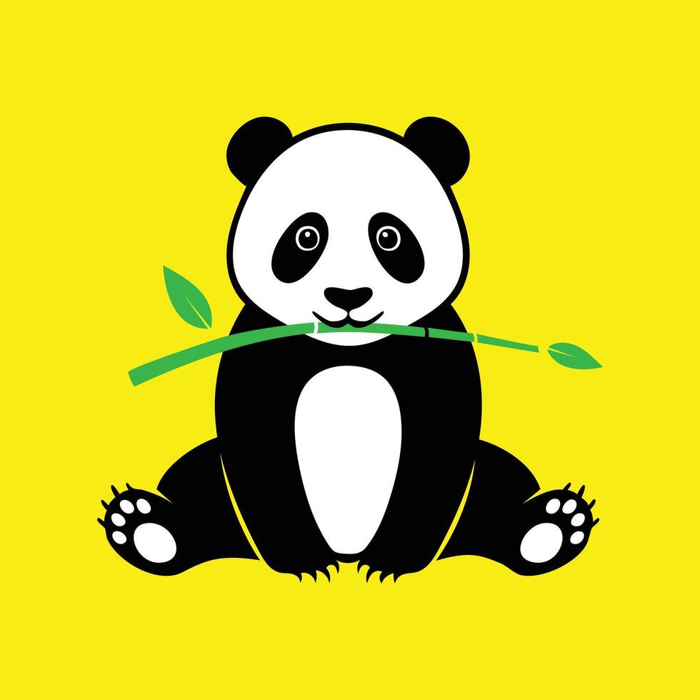 A panda bear sitting on a yellow background vector