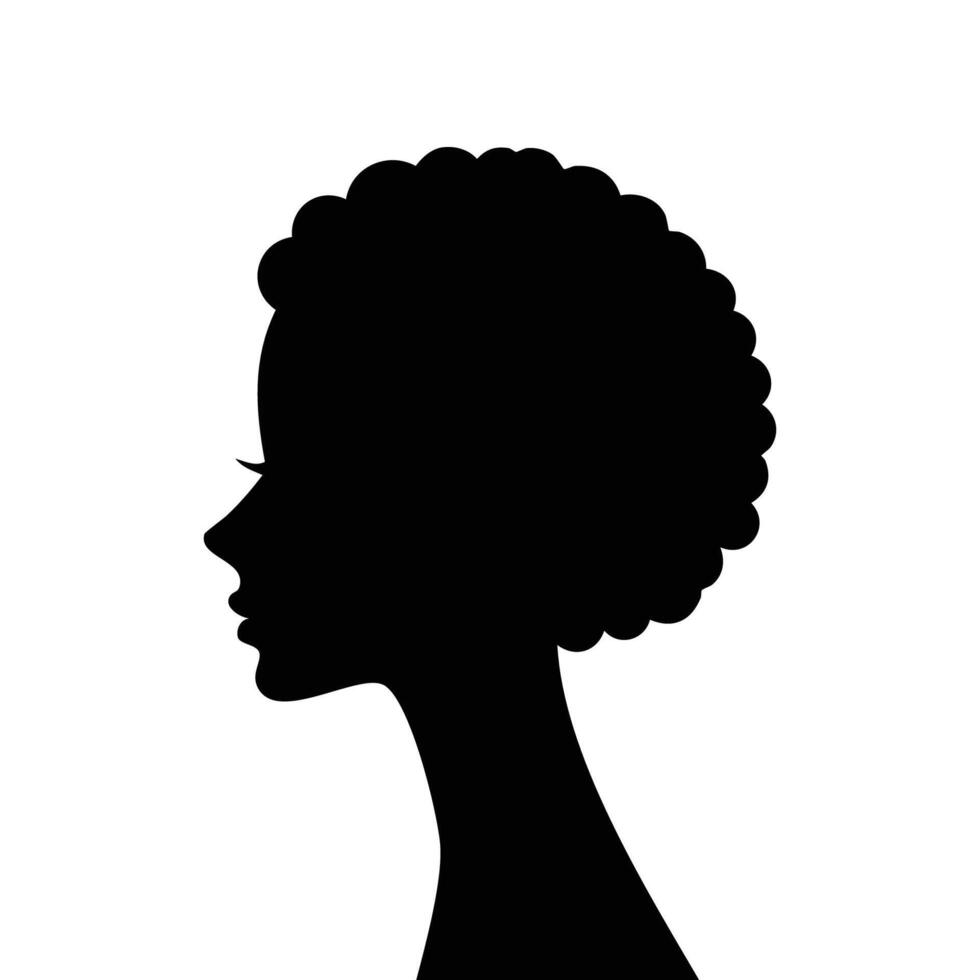 Silhouette of a woman's head with an elegant afro hairstyle vector