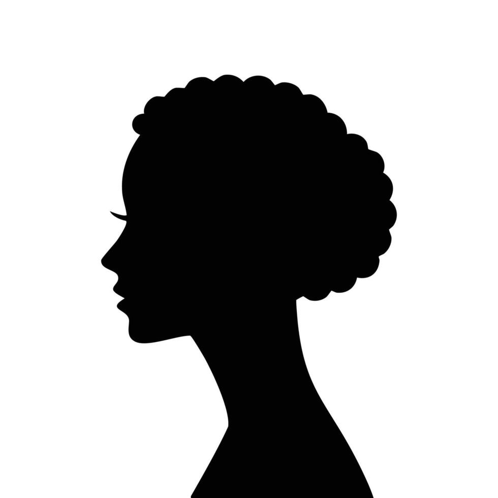 A silhouette of a woman's head with a braid vector