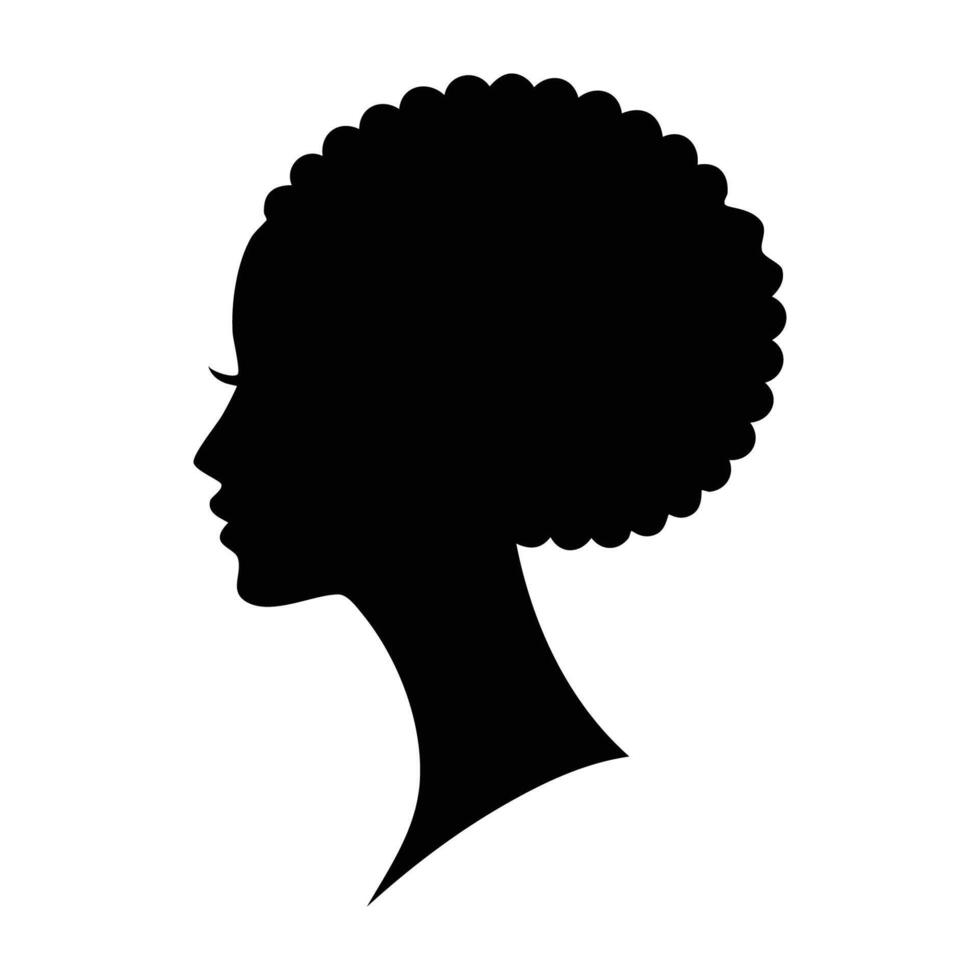 Silhouette of a woman with an afro hairstyle flat style vector