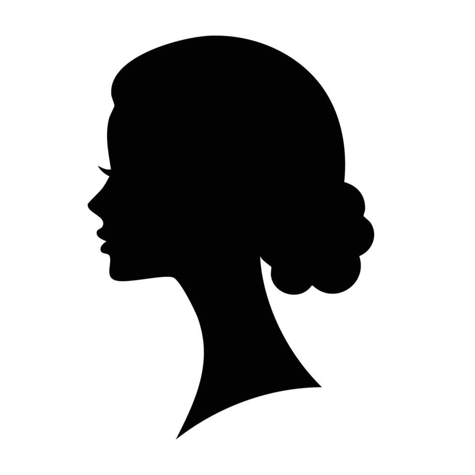 Silhouette of a woman's head with a bun in the back illustration design vector
