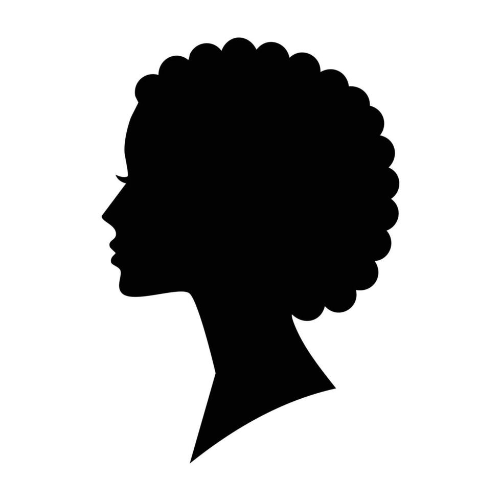Silhouette of a woman's head with an afro hairstyle flat style vector