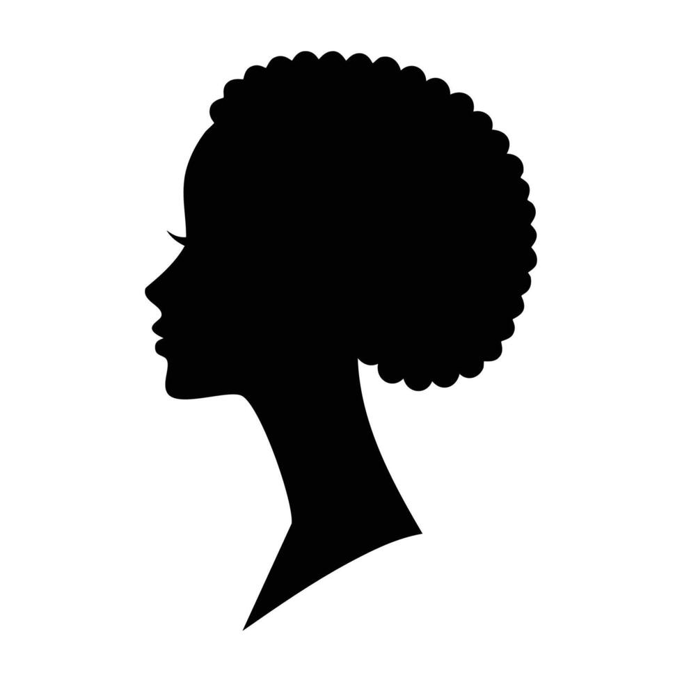 Silhouette of a woman's head with an afro hairstyle minimal design vector