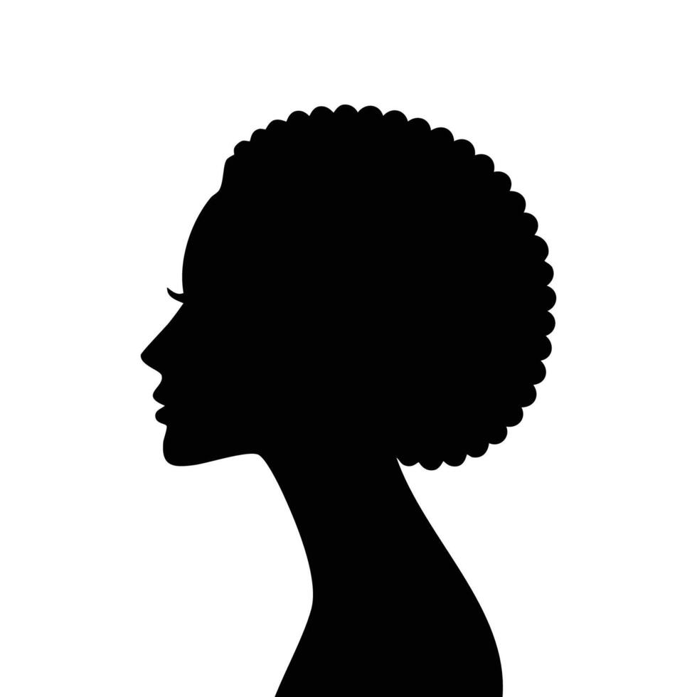 Silhouette of a woman's head with an afro hairstyle simple design vector