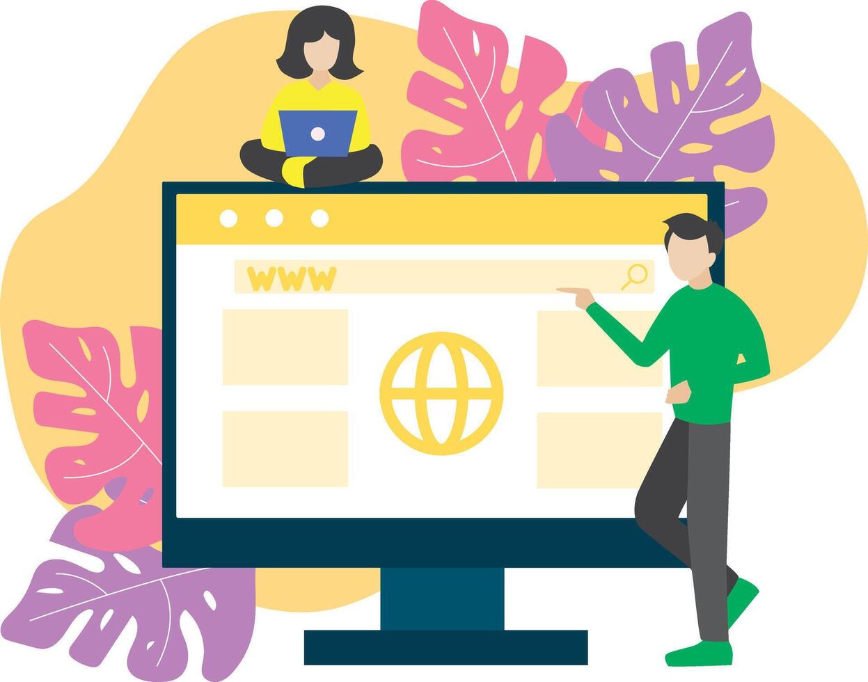 People Searching For Information Web Search Concept Flat Illustration vector
