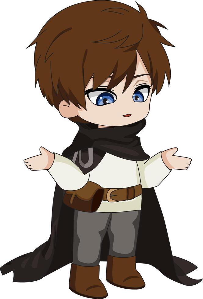 Cute Chibi Boy Character Ancient Clothes Fashion Mascot vector