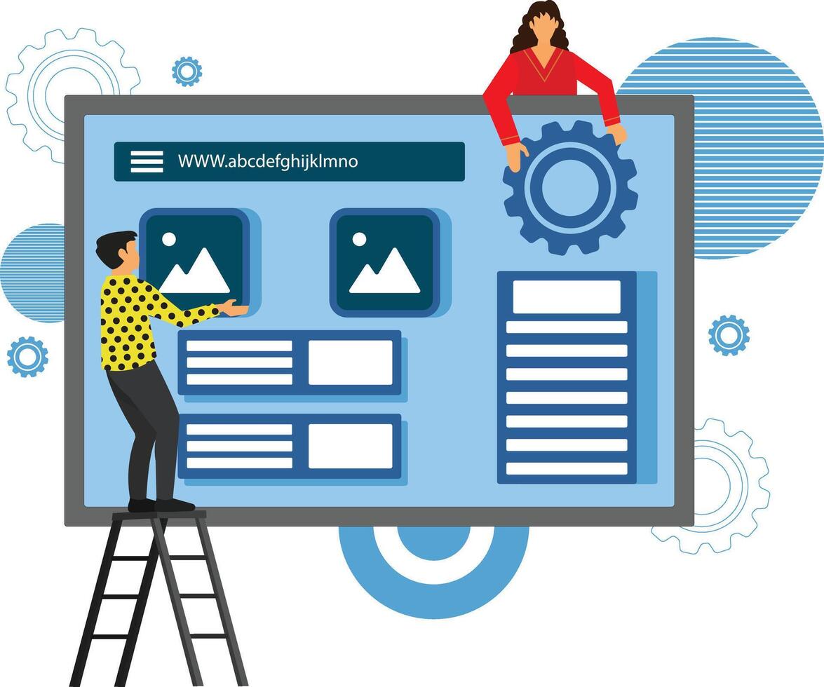 Website Construction, Web Design Concept Flat Illustration vector