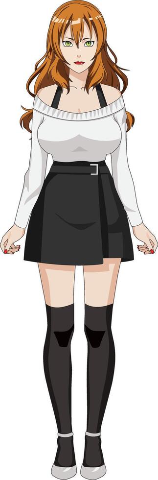 Anime Girl In Casual Wear Rpg Character Illustration vector