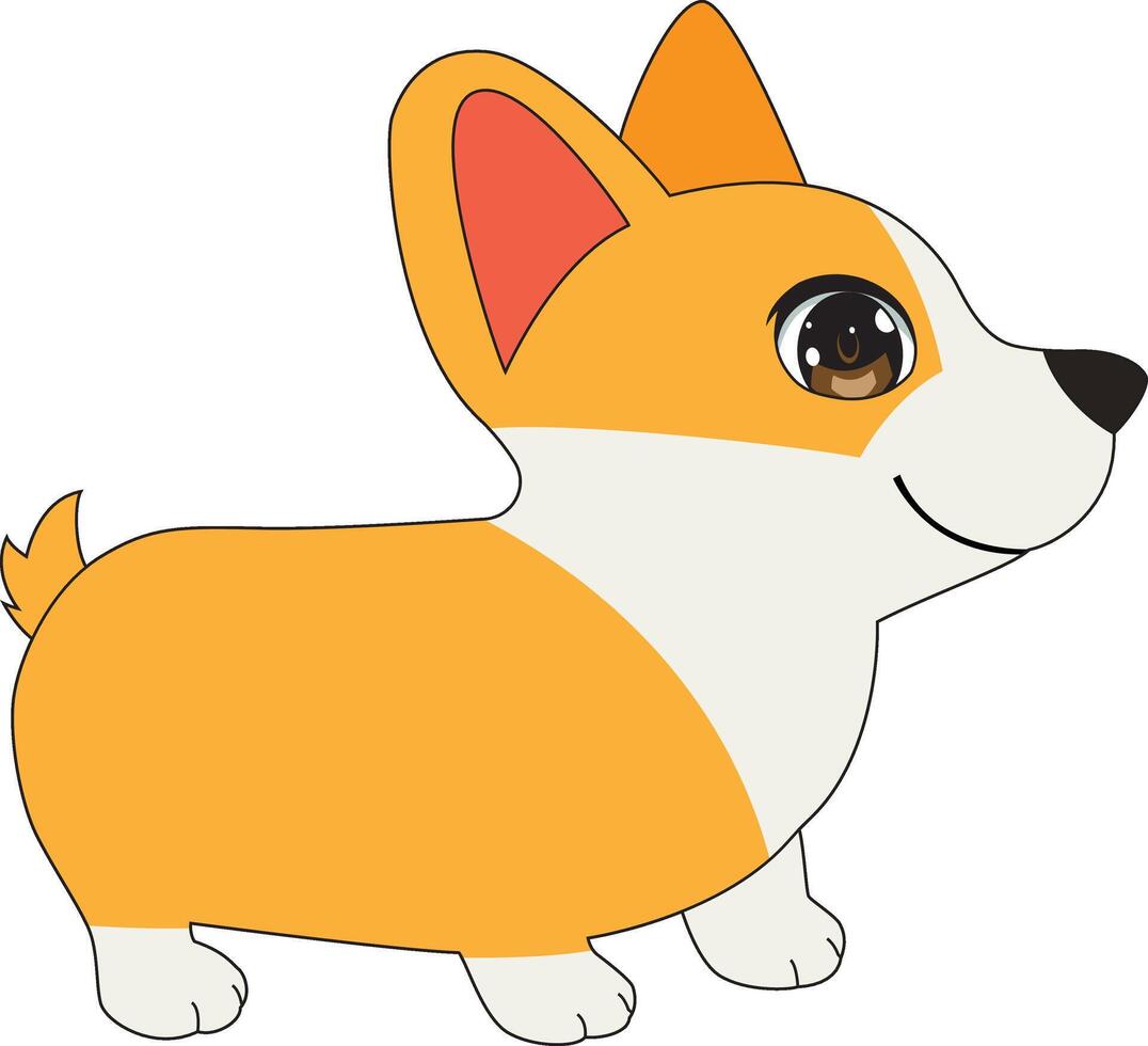 Cute Border Collies Side View Chibi Dog vector